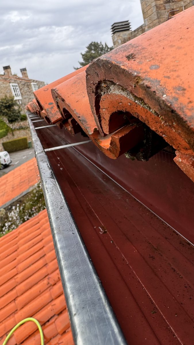 Canalón despejado después de la limpieza